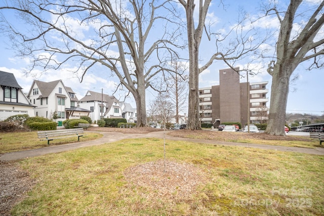 view of community with a yard and a residential view