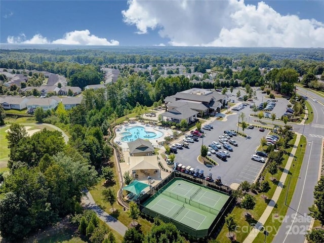 drone / aerial view with a residential view