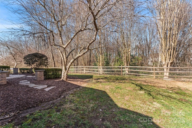 view of property's community with a fenced backyard and a lawn