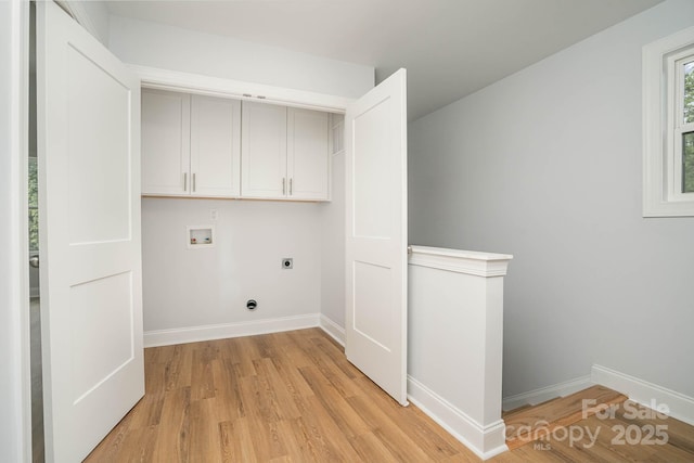 110 Walters St, Huntersville, NC 28078 - clothes washing area with hookup for a washing machine, hookup for an electric dryer, light wood-style flooring, cabinet space, and baseboards