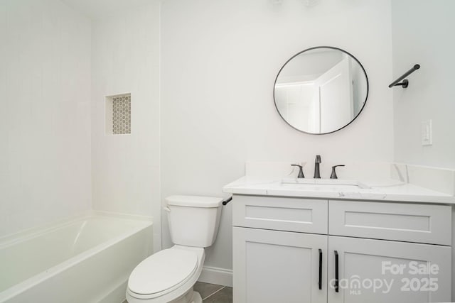 110 Walters St, Huntersville, NC 28078 - bathroom with vanity, baseboards, toilet, and shower / tub combination