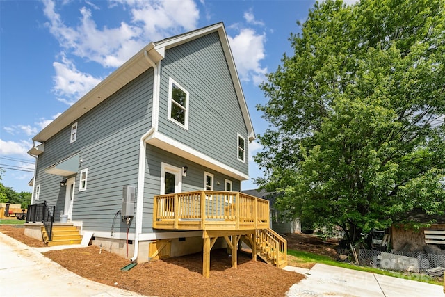 110 Walters St, Huntersville, NC 28078 - view of side of property with a wooden deck, stairs, and crawl space