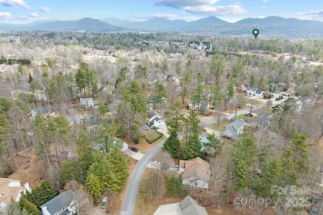 drone / aerial view with a mountain view