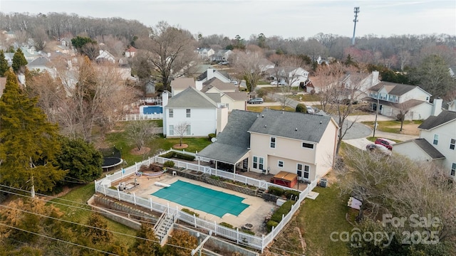 bird's eye view with a residential view