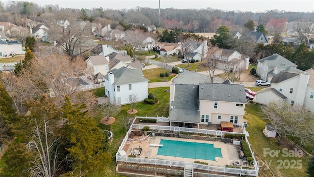 aerial view featuring a residential view