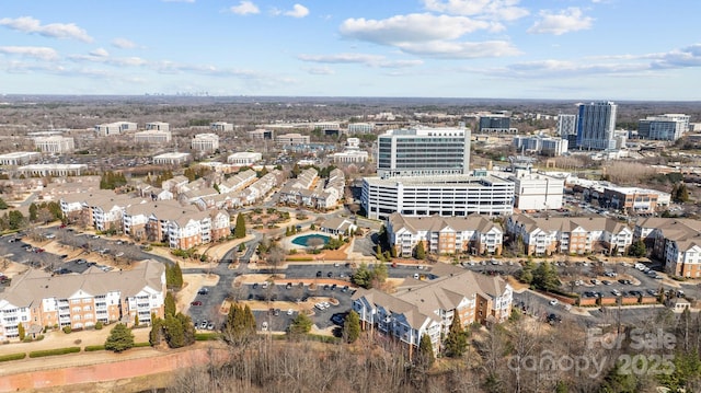 drone / aerial view with a city view