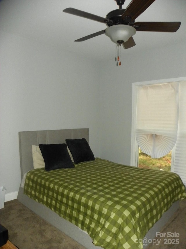 128 Summerlake Dr, New London, NC 28127 - bedroom with carpet floors and a ceiling fan