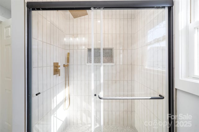 full bathroom featuring a shower stall