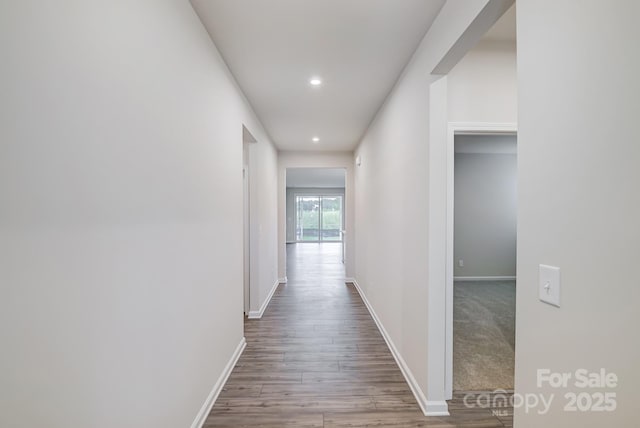 2656 Tillman St, Monroe, NC 28112 - corridor with baseboards, dark wood-style flooring, and recessed lighting