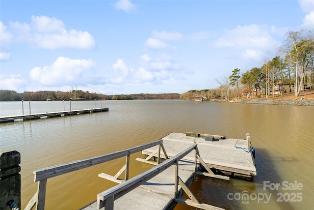 view of dock featuring a water view