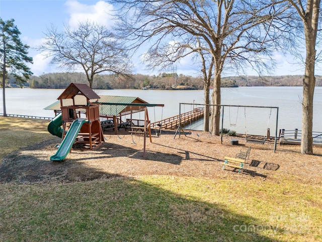 communal playground with a water view