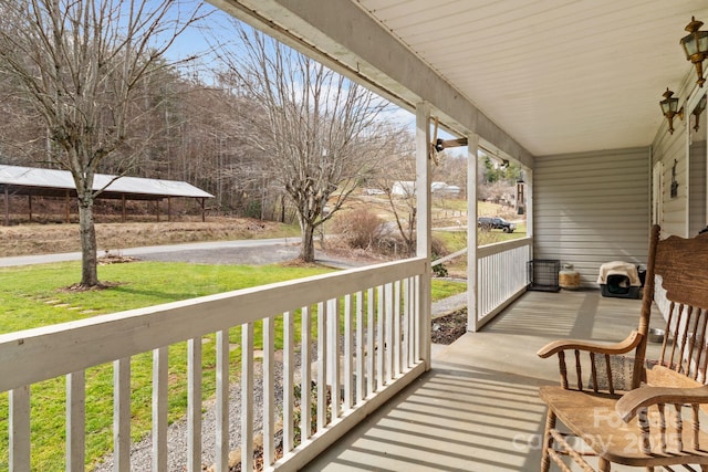 deck with covered porch