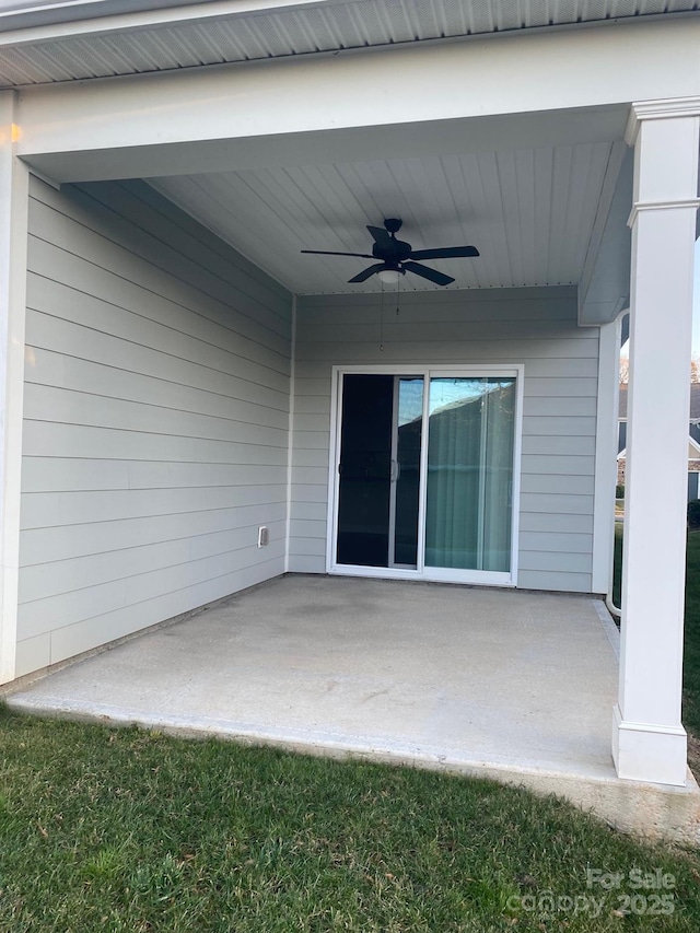 view of patio / terrace featuring a ceiling fan