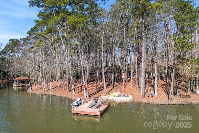 view of dock featuring a water view