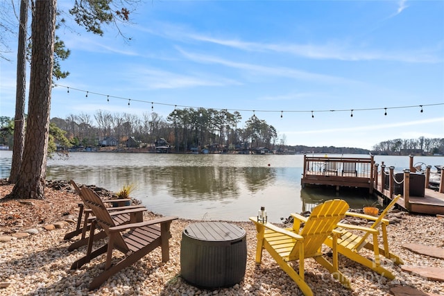 dock area featuring a water view