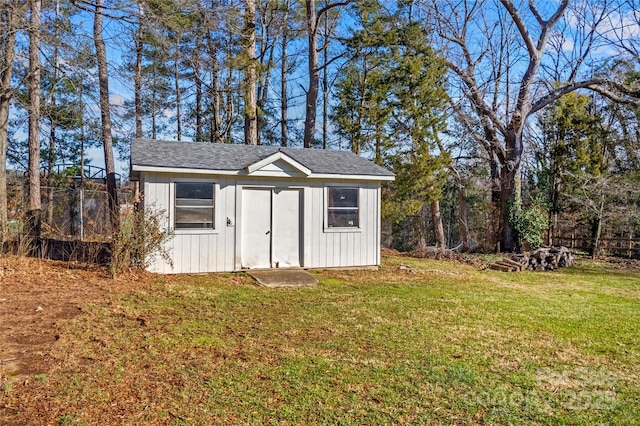 view of shed