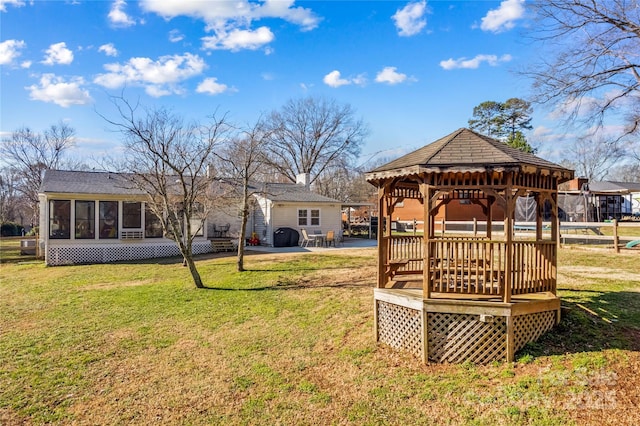 view of yard featuring a patio and a gazebo