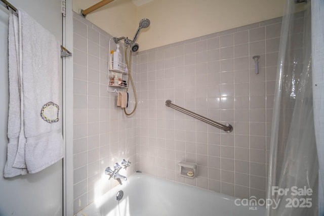 full bath featuring shower / bath combination with curtain