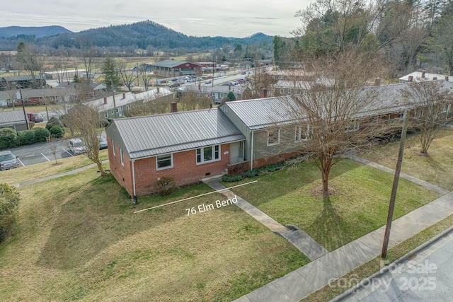 aerial view with a mountain view