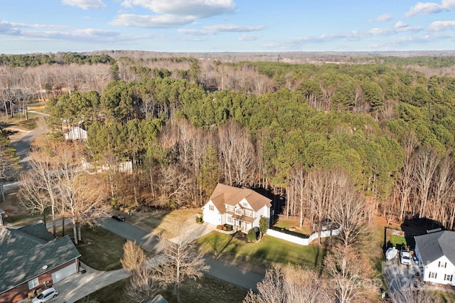 bird's eye view featuring a forest view