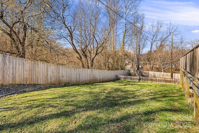 view of yard featuring a fenced backyard