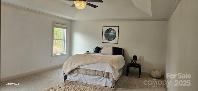 5006 Sand Trap Ct Unit 142, Monroe, NC 28112 - bedroom with carpet flooring, a tray ceiling, ornamental molding, and ceiling fan