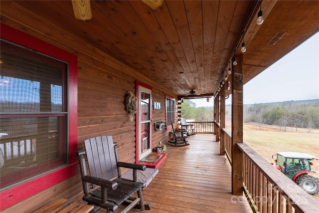 deck with covered porch