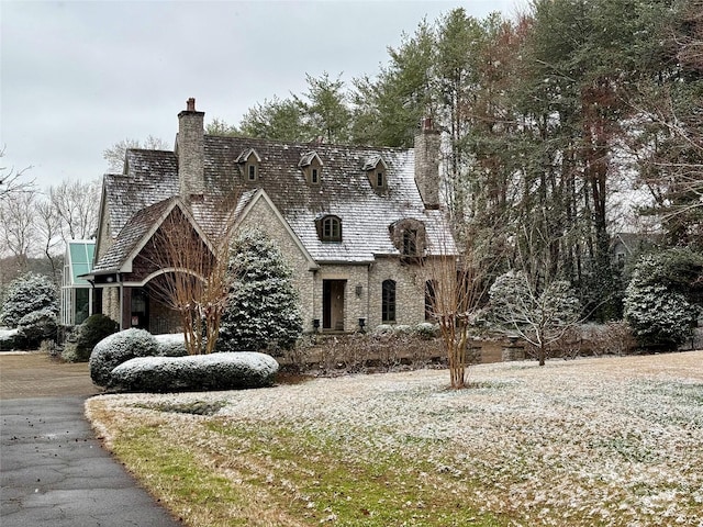 view of front of property with a chimney