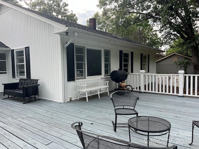 deck featuring area for grilling