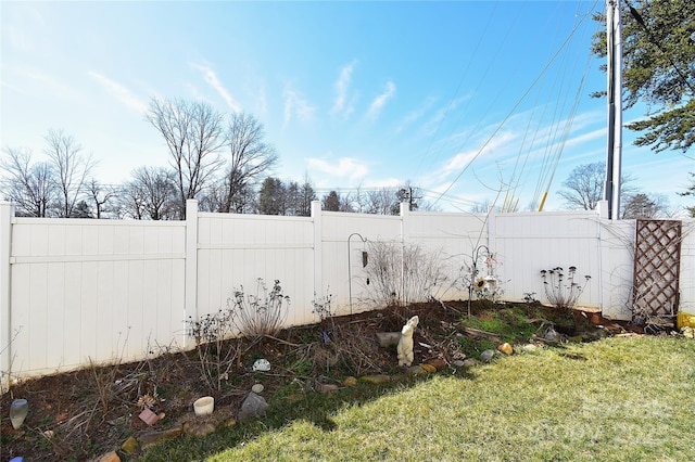 view of yard featuring a fenced backyard