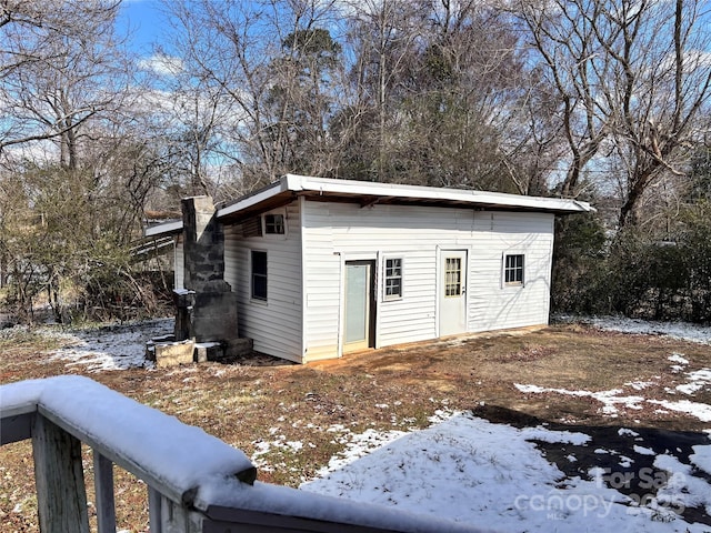 view of snow covered structure