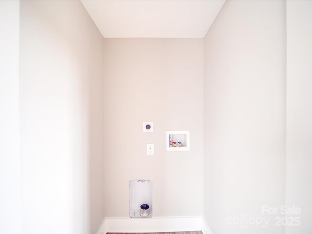 laundry room featuring washer hookup, laundry area, electric dryer hookup, and baseboards