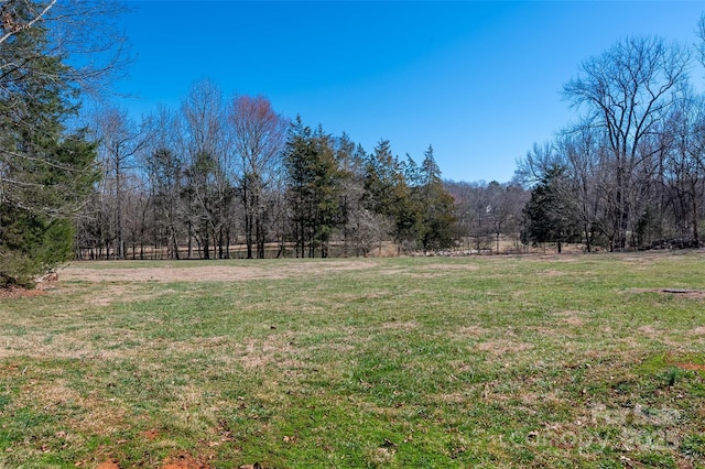 view of yard with a wooded view