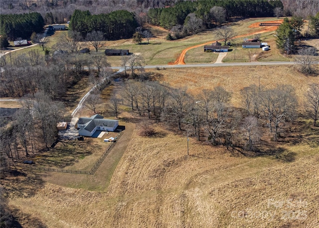 aerial view featuring a rural view