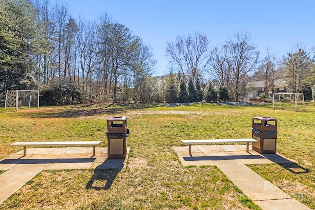 view of property's community featuring a yard