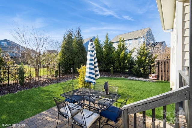 view of patio / terrace featuring outdoor dining space and a fenced backyard