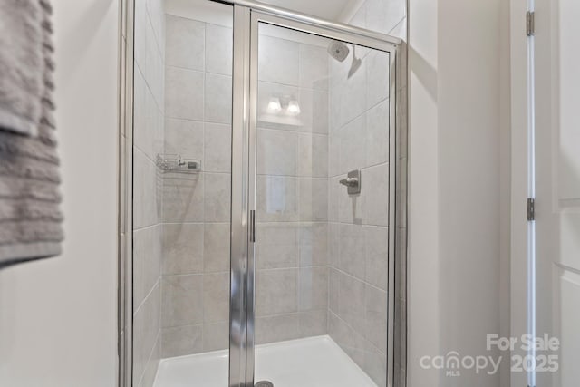 bathroom with a shower stall