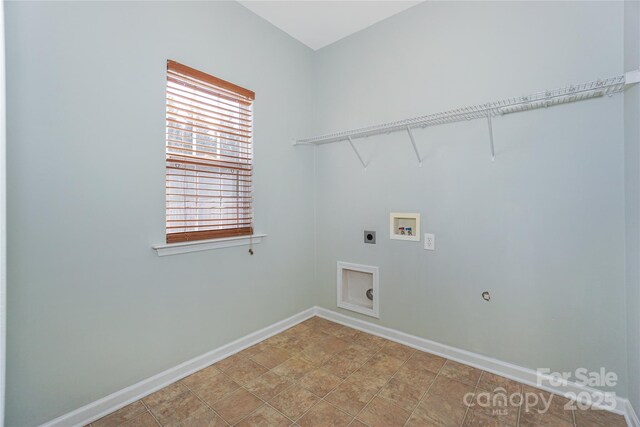 washroom with laundry area, hookup for a washing machine, electric dryer hookup, and baseboards