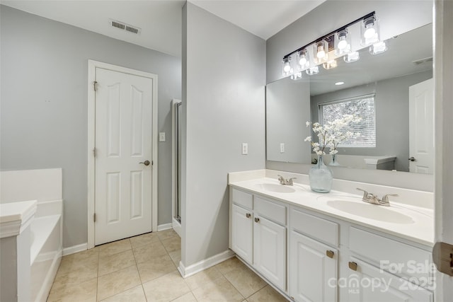 full bath featuring tile patterned flooring, a sink, and visible vents