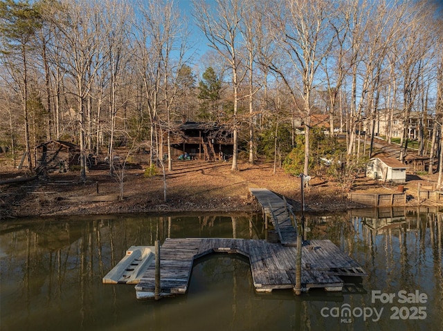 view of dock featuring a water view