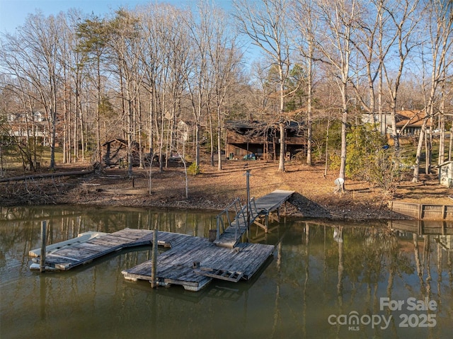 dock area featuring a water view