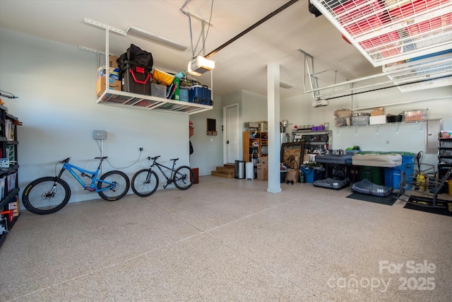 garage with a garage door opener