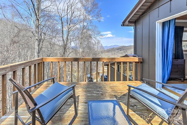 deck featuring a mountain view