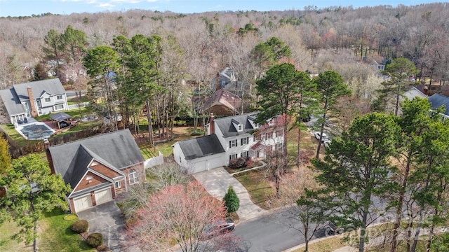 drone / aerial view with a forest view