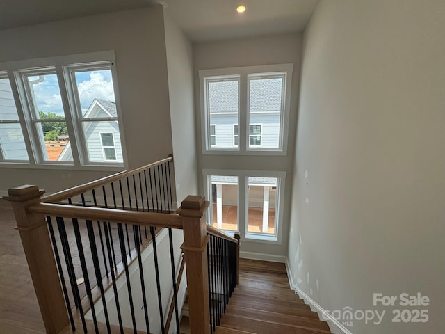 7441 Fighting Creek Rd Unit 30, Sherrills Ford, NC 28673 - stairway with plenty of natural light, wood finished floors, and recessed lighting