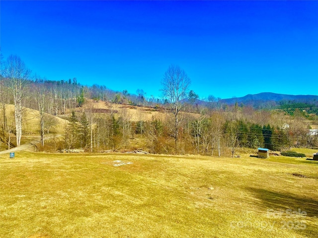 exterior space featuring a mountain view