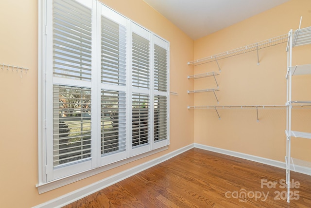 spacious closet with wood finished floors