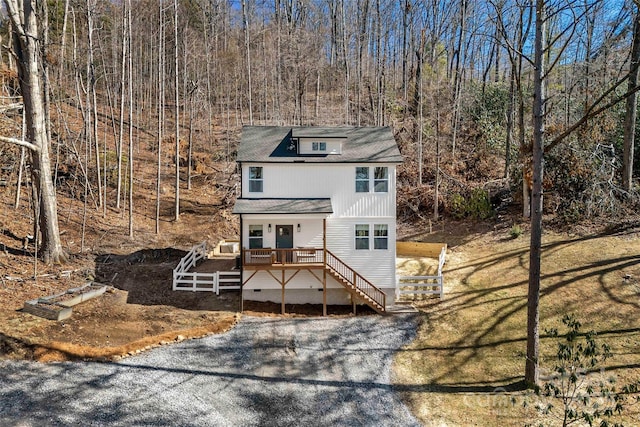 215 David Ridge Rd, Black Mountain, NC 28711 - view of front of home featuring driveway and stairway