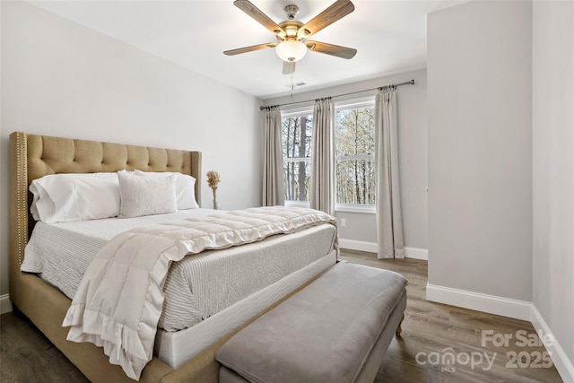 215 David Ridge Rd, Black Mountain, NC 28711 - bedroom featuring a ceiling fan, visible vents, baseboards, and wood finished floors