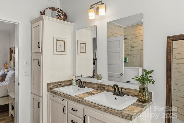 ensuite bathroom featuring connected bathroom, a sink, and double vanity